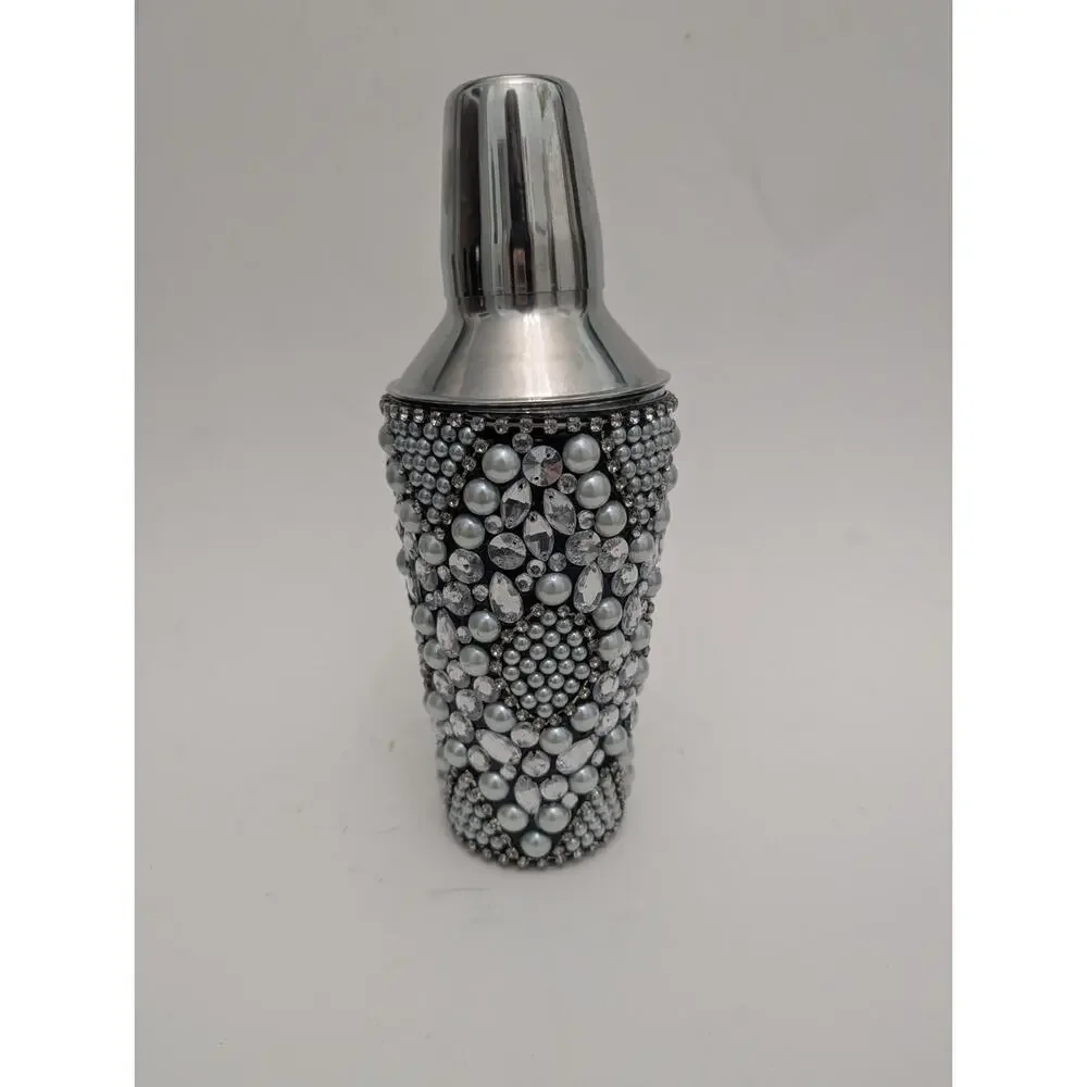 Coctail Shaker Pier One Beaded Pearl Silver Entertaining Party Barware Glam